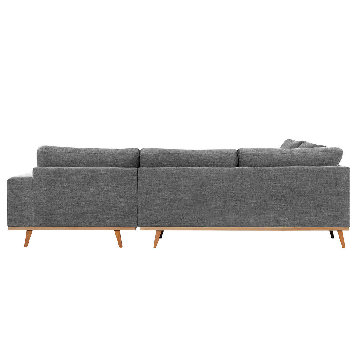 ECKSOFA mit Ottomane - Dunkelgrau/Buchefarben, Buchenholz/Textil (287/219cm) - home24