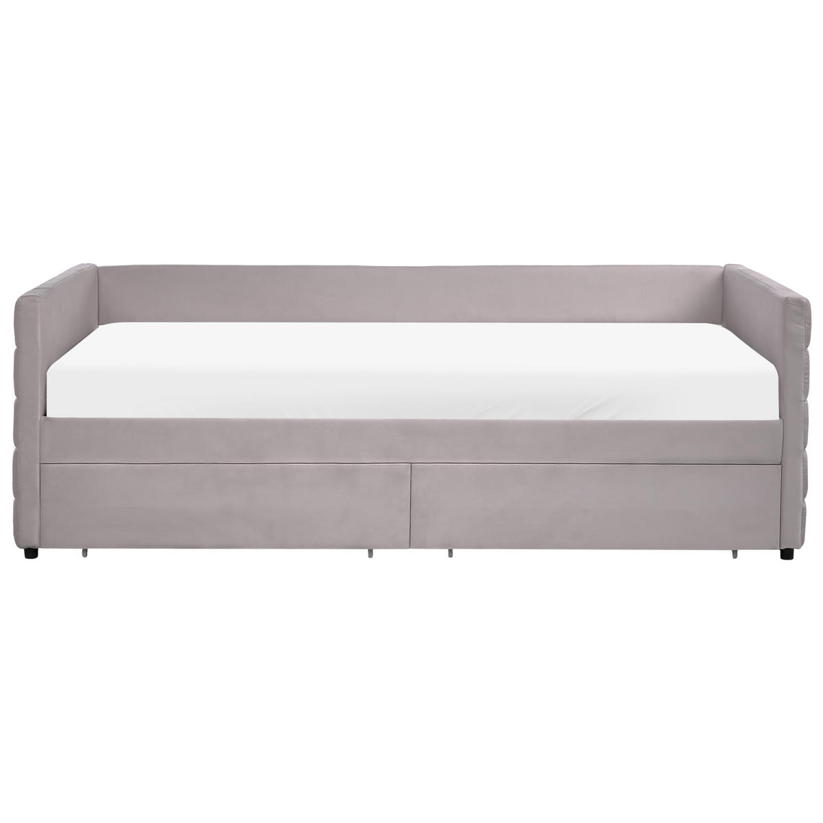 TAGESBETT mit Stauraum 90/200 Samtstoff Hellgrau Marray - Hellgrau, Textil (90/200cm) - Beliani