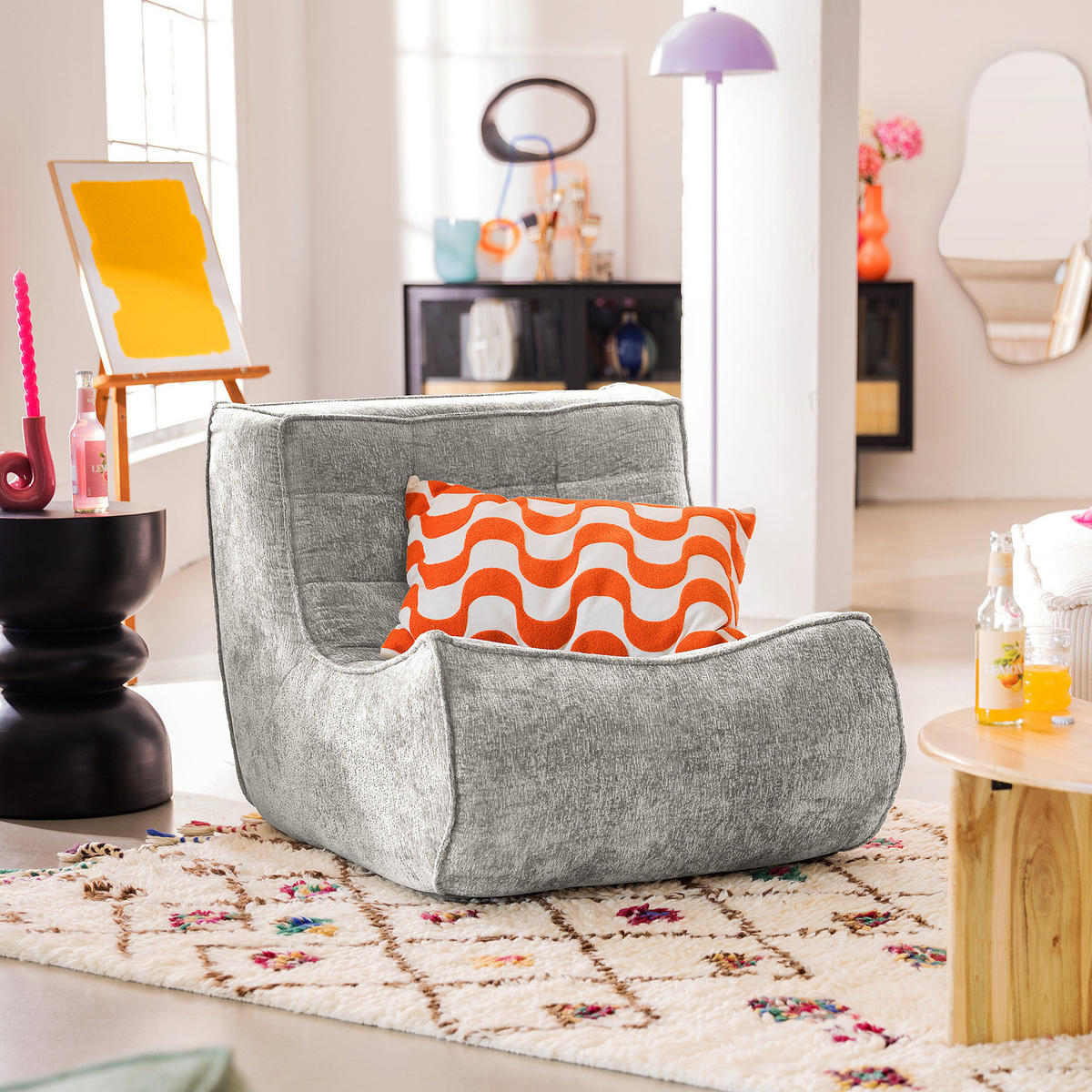 SESSEL - Bouclé - Grau, Textil (87/70/102cm) - home24
