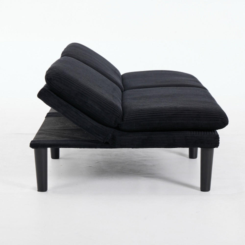 2-SITZER-SOFA aus Samt mit 3-fach verstellbarer Rückenlehne, schwarz - Schwarz, Textil (84/67/167cm)