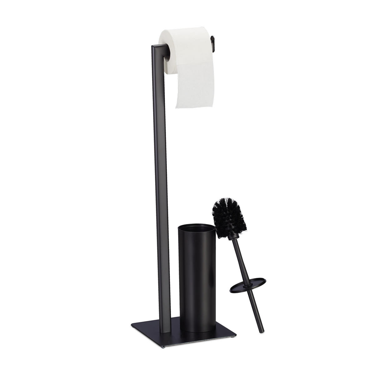 WC Garnitur - Schwarz, Metall (20/72.5/20cm) - Relaxdays