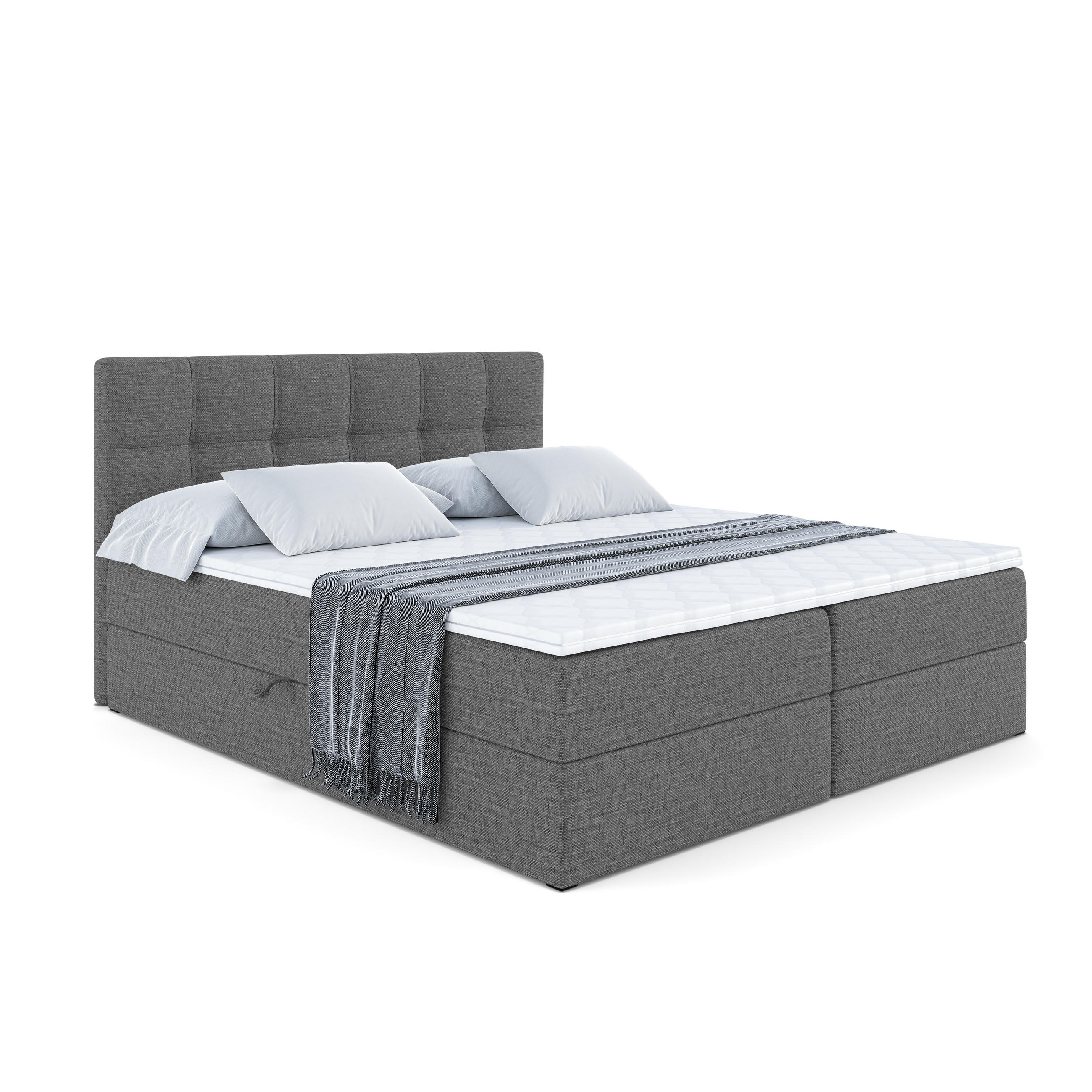 BOXBETT mit Matratze H3 und Lattenrost - MARCE - 180x200 Grau - Grau, Holzwerkstoff (180/200cm) - ALTDECOR