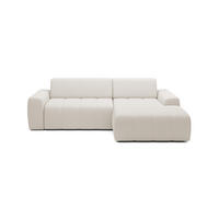 ECKSOFA Savio Freistehend, mit Abriebfestem Kansas-Stoff, Maße 265x172x81 cm, Ausziehbare Sitzfläche 206x92 cm, Rechte, – Helles Beige - Ecru, Holz/Textil (265/172cm) - DomoHome