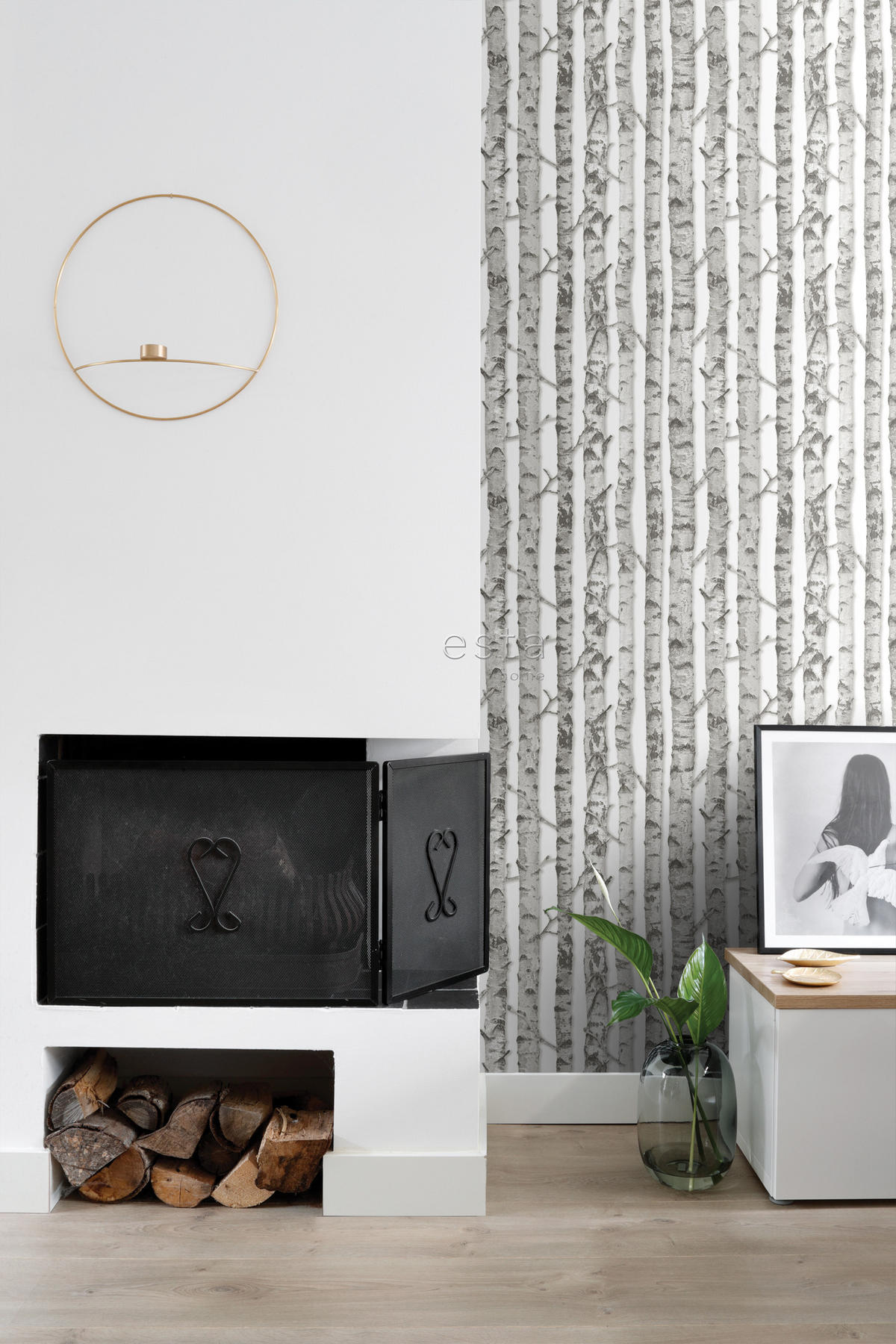 TAPETE Birkenstämme 53 cm x 10.05 m - Grau, Papier (53/1000cm) - ESTAhome