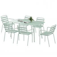 GARTENTISCHGRUPPE DE-18097 7-teilig, stapelbar Hellgrün - Grün, Metall - ComfortXL