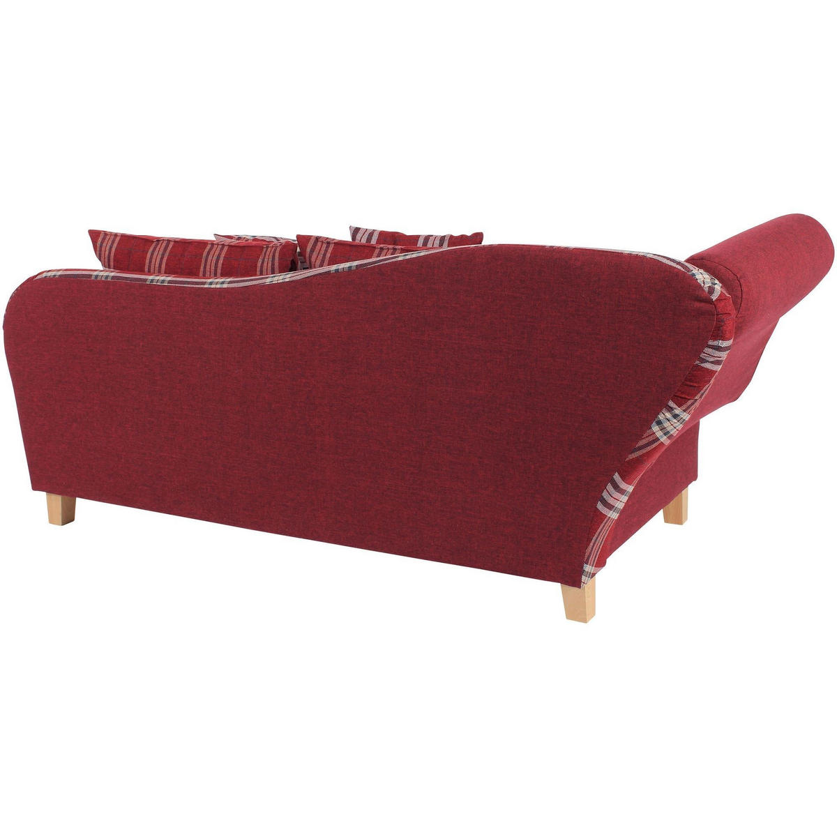 RECAMIERE mit Armteil links klappbar Katia Bezug Flachgewebe Buche natur / rot - Weiß/Dunkelrot, Kunststoff (190/82/88cm) - 58aufmkessel