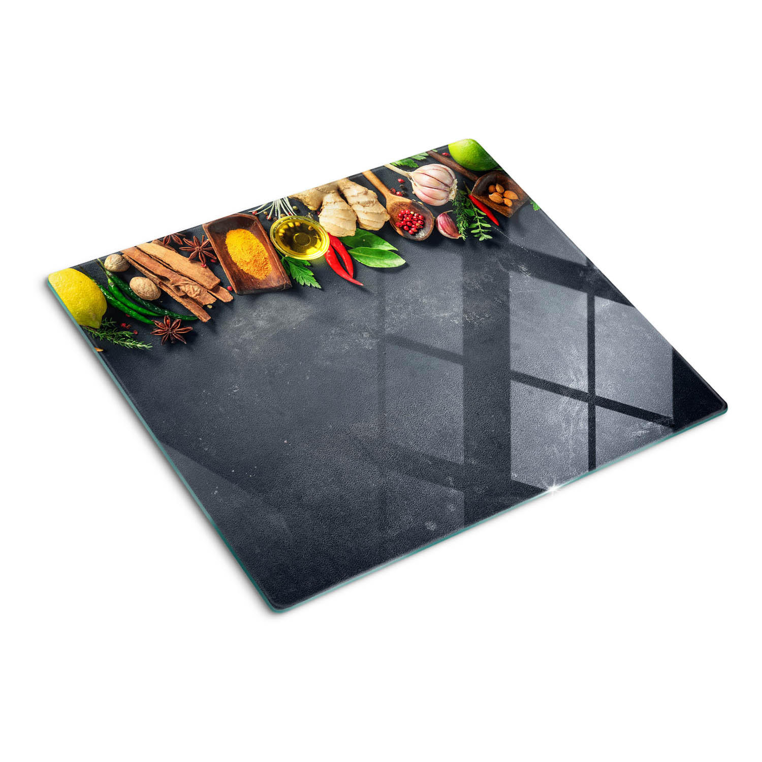 GLASPLATTE 60x52 cm Kräuter und Gewürze - Multicolor, Glas (60/0.4/52cm) - TULUP