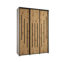 SCHWEBETÜRENSCHRANK 235,2/170/60 3-türig - Schwarz/Eiche Artisan, Holz/Metall (170/235/60cm) - Abiks Möbel