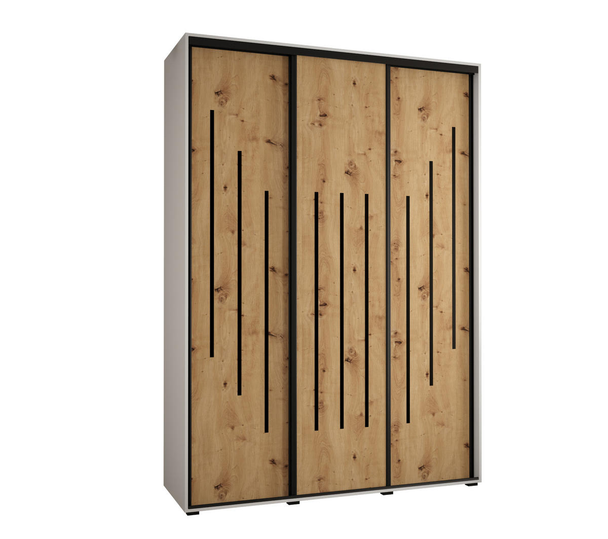 SCHWEBETÜRENSCHRANK 235,2/170/60 3-türig - Schwarz/Eiche Artisan, Holz/Metall (170/235/60cm) - Abiks Möbel