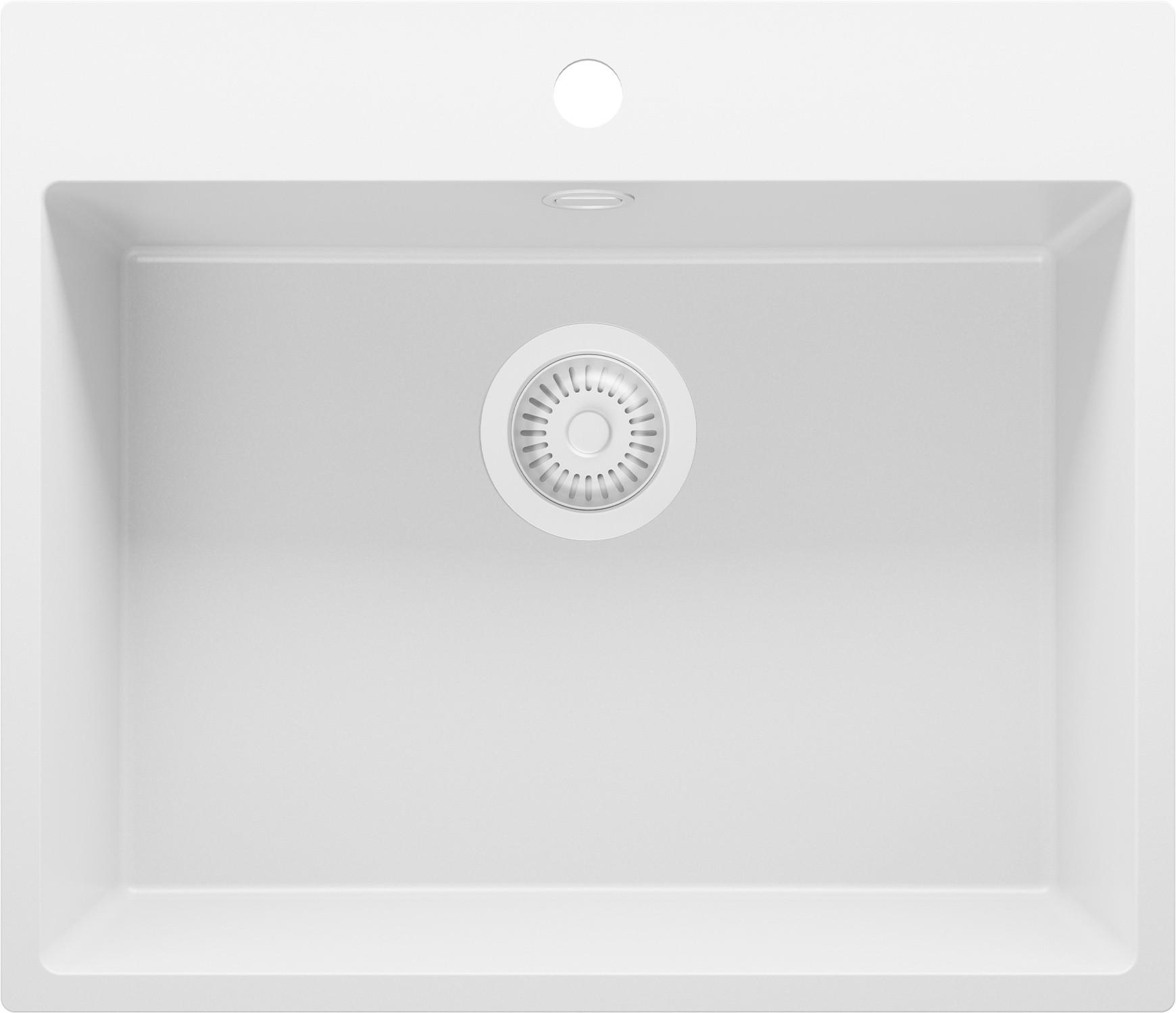 SPÜLBECKEN Riga, 2-er set Alles Weiß 58/50 cm 1 Becken + Ablauf-Set ab 60er Unterschrank - Weiß, Kunststoff (58/20/50cm) - Primagran
