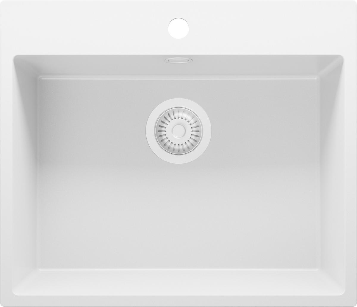 SPÜLBECKEN Riga, 2-er set Alles Weiß 58/50 cm 1 Becken + Ablauf-Set ab 60er Unterschrank - Weiß, Kunststoff (58/20/50cm) - Primagran