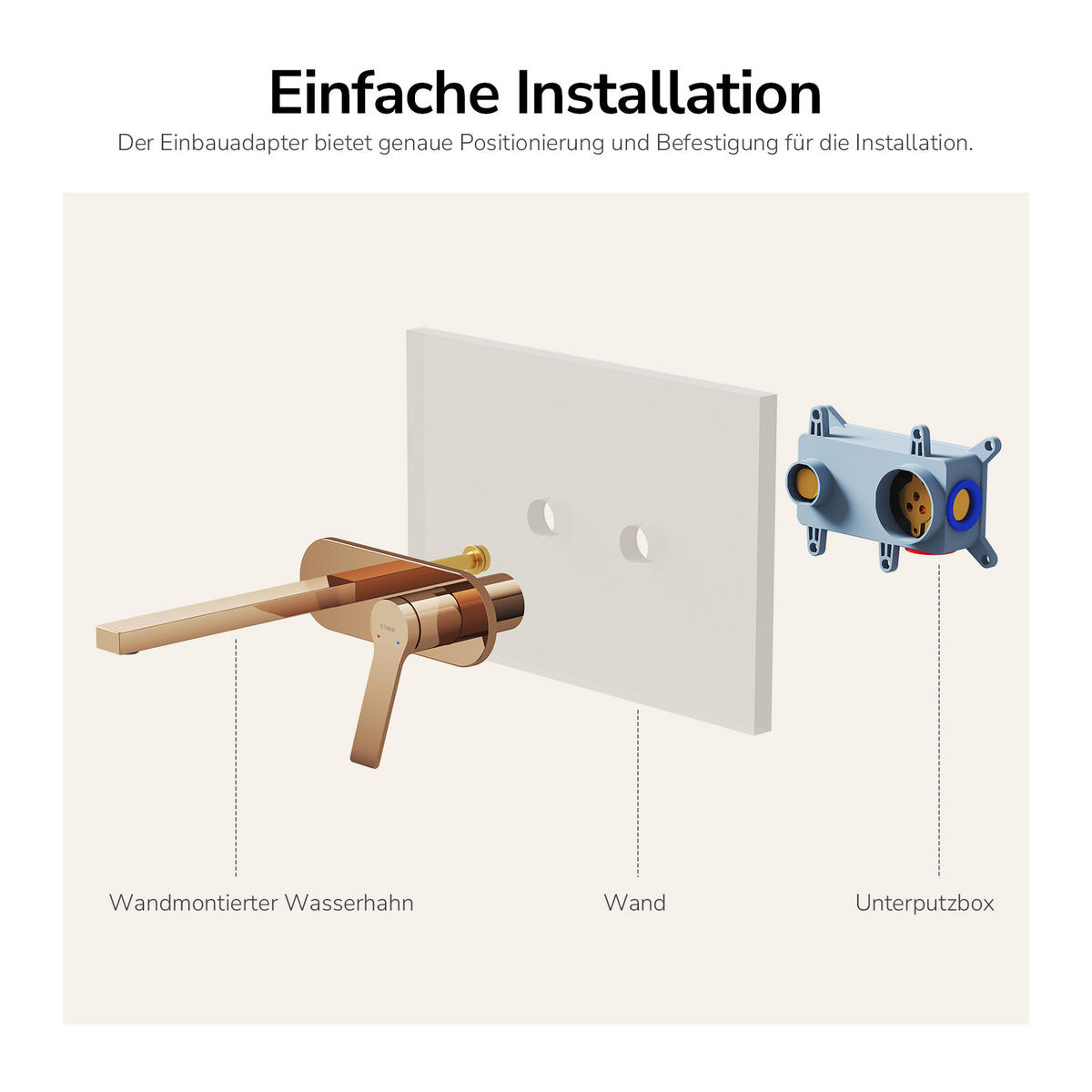 WASCHTISCHARMATUR mit Luftsprudler Messing Rosengold - Roségold, Metall (21/7/28.8cm) - EMKE