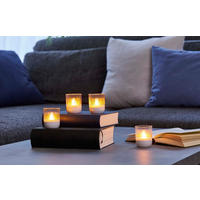 LED-AKKU-LOUNGE-LIGHTS - kabellos mit Touchsensor für Innen und Außen, RGBW Flackereffekt, 4er-Set - Weiß, Kunststoff (5/5/7cm) - Northpoint