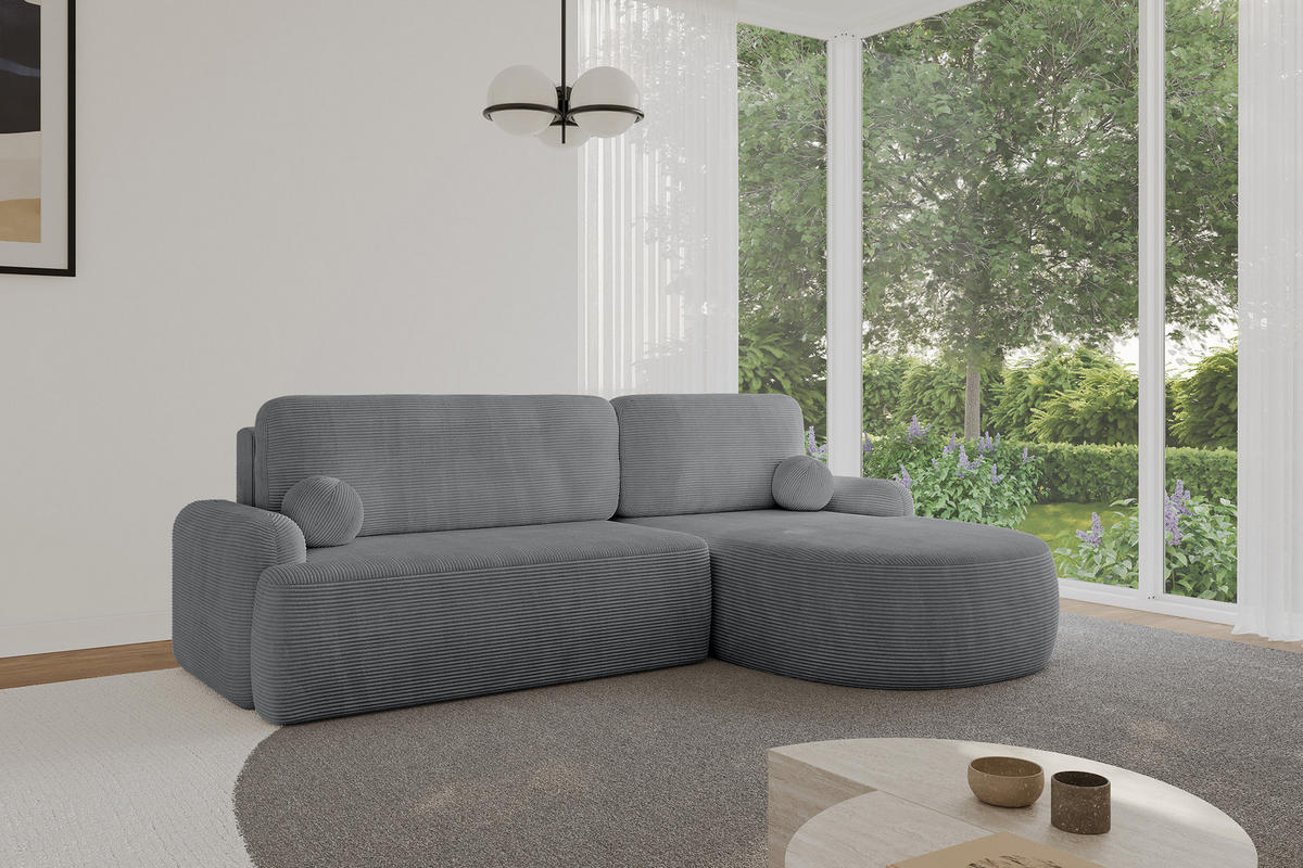 ECKSOFA mit Schlaffunktion und Bettkasten LIRA-L - 264x172x89 Dunkelgrau - Dunkelgrau, Holzwerkstoff/Textil (172/264cm) - ALTDECOR