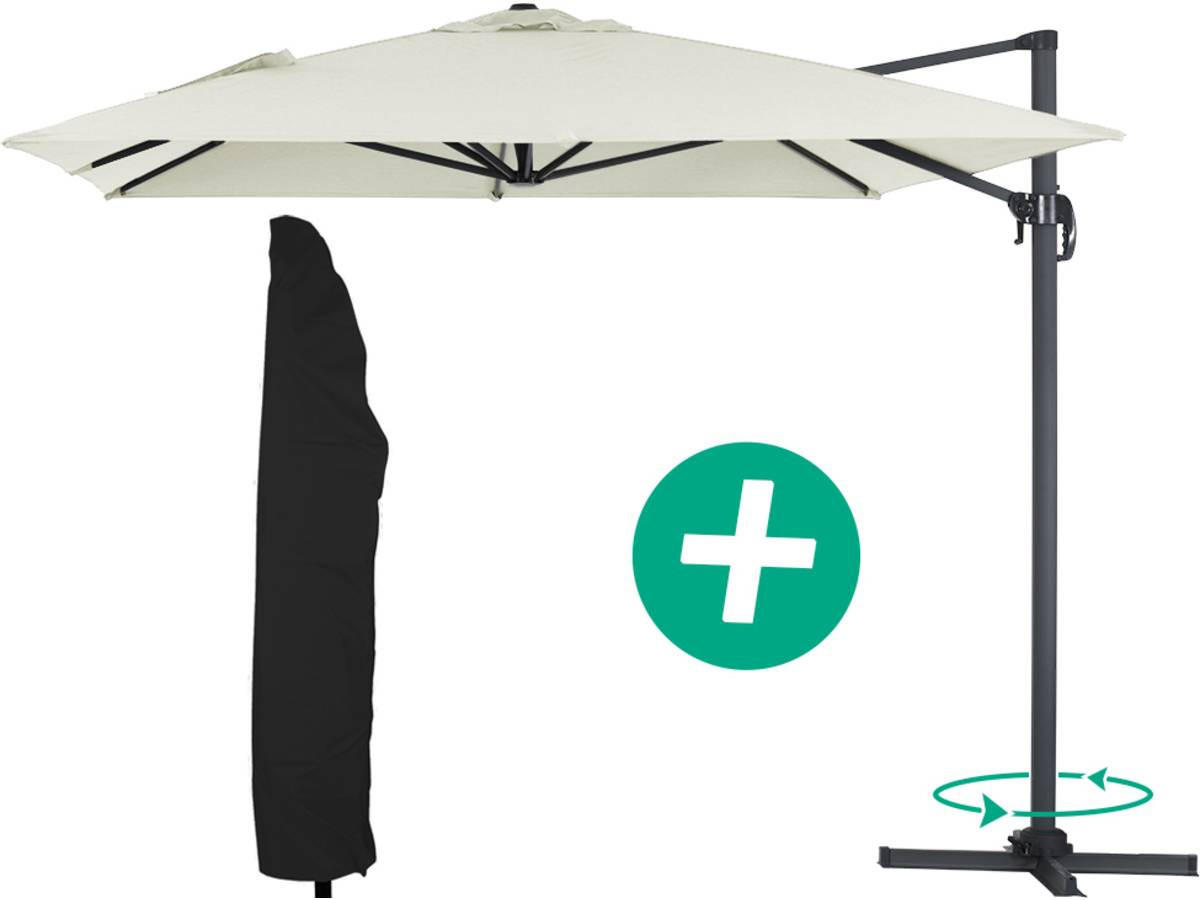 AMPELSCHIRM Sun 4 mit Schutzhülle Ecru - Beige, Metall (400/300cm) - Habitat Garten