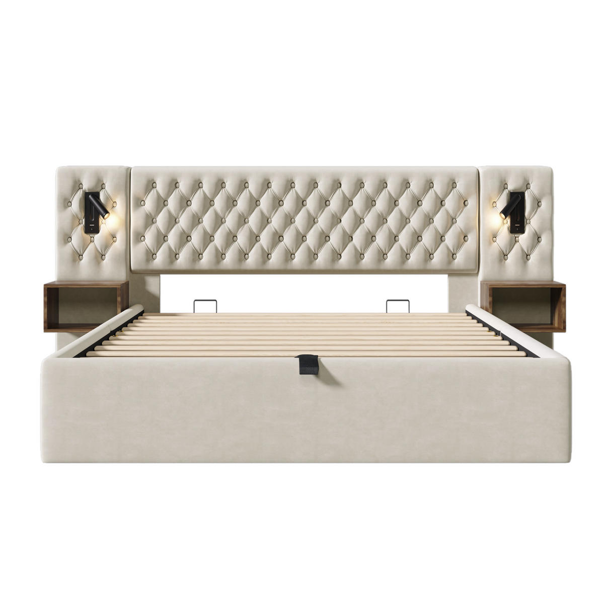 POLSTERBETT 180/200 cm Beige aus Samt mit Stauraum - Beige, Textil (180/200cm) - OKMYHOME