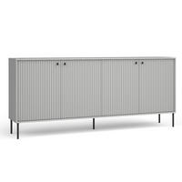 SIDEBOARD Irelis 4T Grau 207/89,2/41 cm – mit geriffelten Fronten, mit schwarzen Beinen - Schwarz/Grau, Holzwerkstoff/Metall (207/89.2/41cm) - AX Living