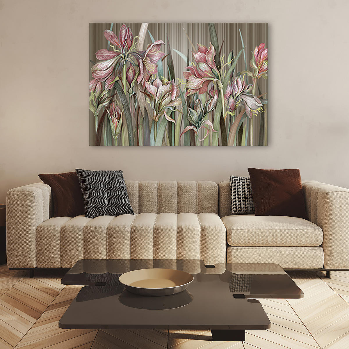 WANDBILD iris blumen - Braun, Textil (60/40cm) - Feeby