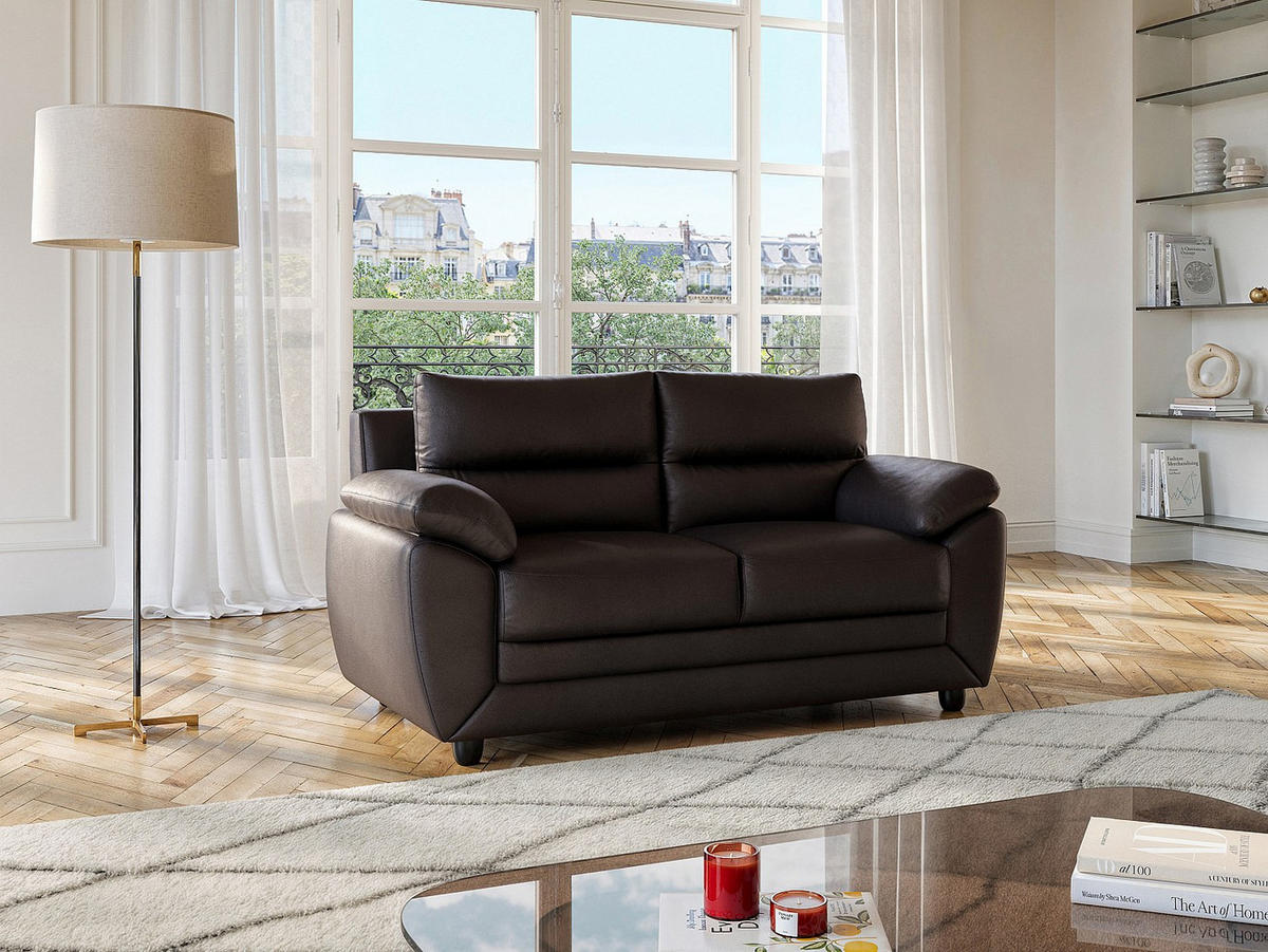 SOFA ohne Schlafmöglichkeit - -Sitzer - Kunstleder - Schokoladenbraun - - Braun, Leder (163/88/82cm) - Vente-Unique