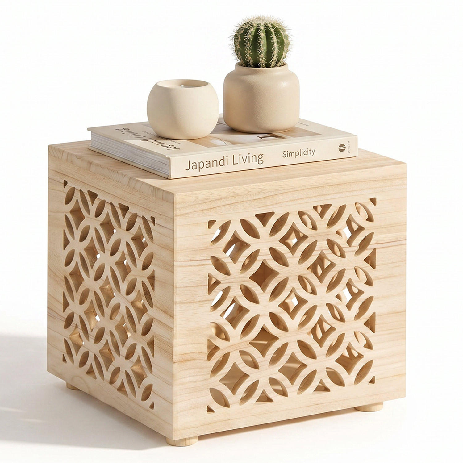 HOCKER Holz Beistelltisch - Braun, Holz (40/40/38cm) - Homestyle4u