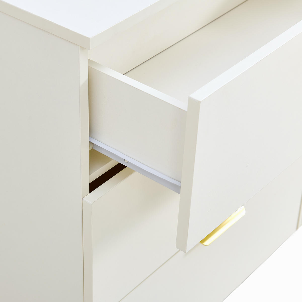 SIDEBOARD 160cm 2 Türen 3 Schubladen Gold Stahl modern - Weiß, Holzwerkstoff (40/81.5/160cm) - FLIEKS