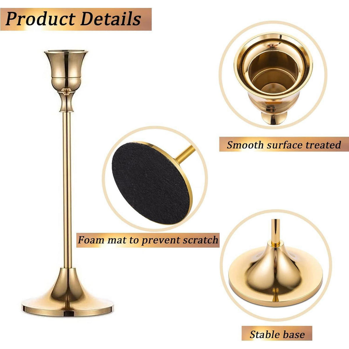 KERZENSTÄNDER 3er Set Metall Gold 15/19/24cm - Goldfarben, Metall (2.7/18.5/23.5cm)