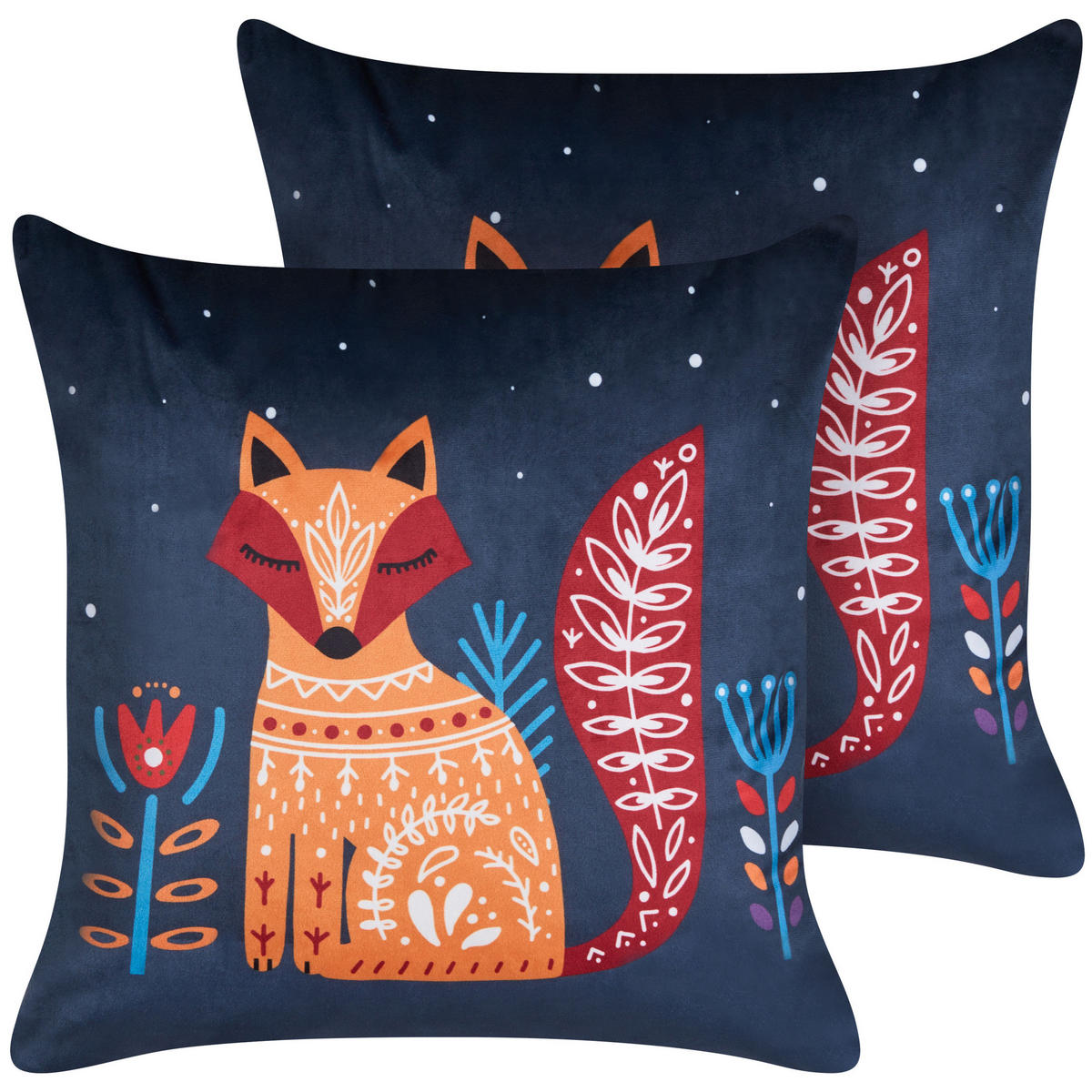 DEKOKISSEN 2er-Set Dunkelblau 45/45 cm Firespike - Dunkelblau, Textil (45/45cm) - Beliani