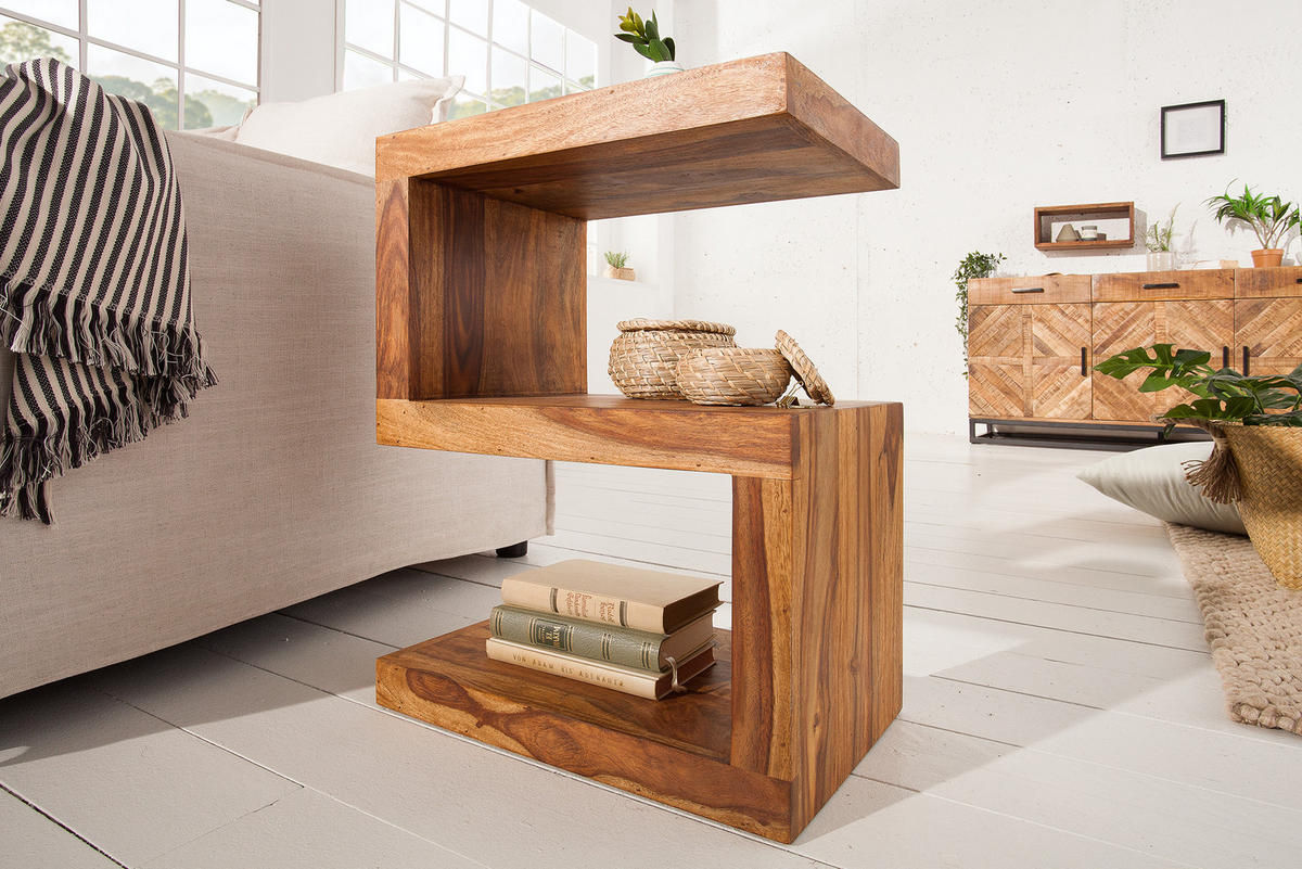 BEISTELLTISCH S Sheesham Natur 60 cm - Braun, Holz (30/45/60cm) - riess-ambiente