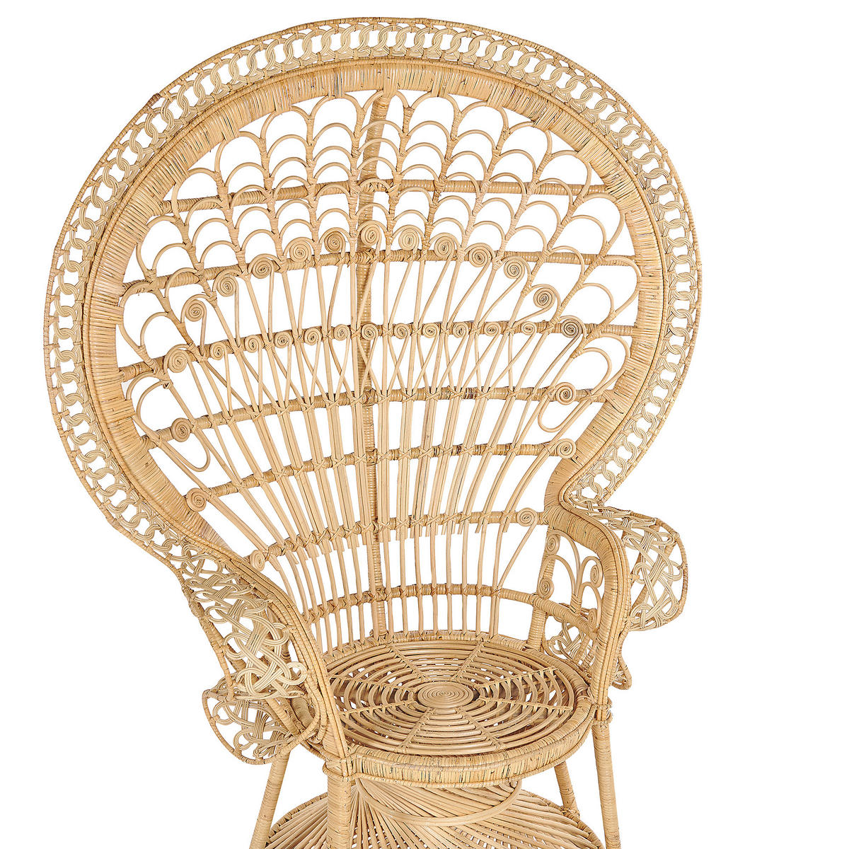PFAUENSESSEL Rattan/Baumwolle natürlich Emmanuelle - Beige/Naturfarben, Naturmaterialien/Textil (120/150/50cm) - Beliani