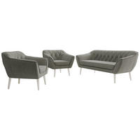 SEDACIA ZOSTAVA 3+1+1 PIRS - Sivá Štruktúrovaná látka - Biele nohy - sivá/biela, kompozitné drevo/textil (180/75/74cm) - MKS