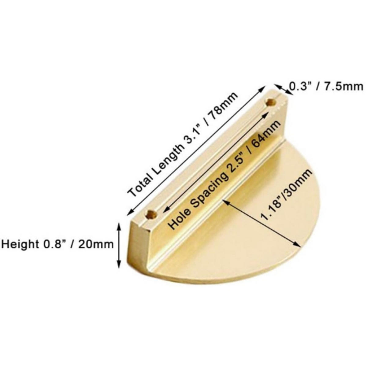 GRIFF 8er-Set Vergoldet klein Aluminium 7,8 x 3,7 x 2 cm Lochabstand 64 mm mit Schrauben Schrank Schublade - Goldfarben, Metall (3.7/2/7.8cm) - MCBOSON
