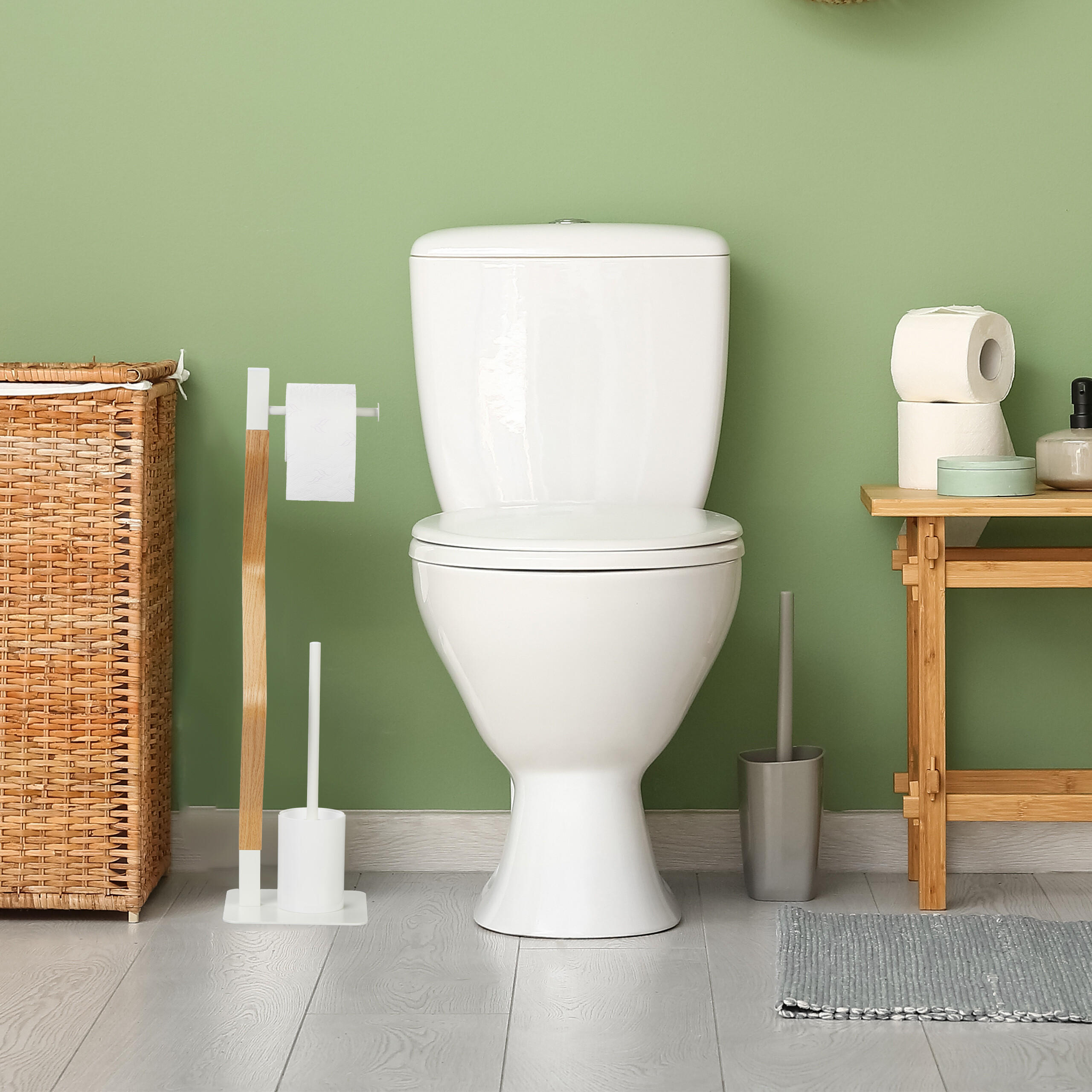 WC-GARNITUR - Multicolor, Holzwerkstoff/Kunststoff (20/76/20cm) - Relaxdays