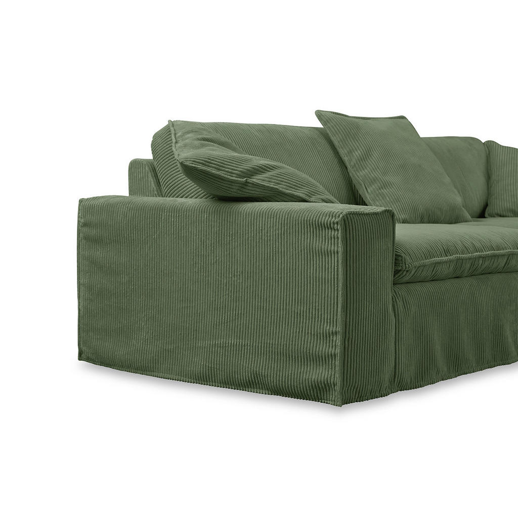 Thumbnail - Kawola Sofa, Grün, Textil, Nachbildung,Birke, 3-Sitzer, Füllung: Kaltschaum, 258x90x116 cm, Wohnzimmer, Sofas & Couches,...