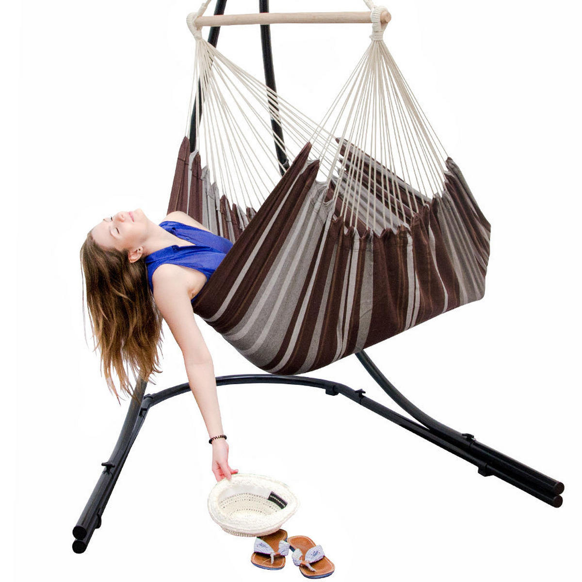 XXL-HÄNGESESSEL bis 150kg, 185/130 cm Multicolor - Braun, Textil (130/155/185cm) - Amanka
