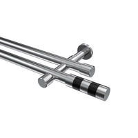 GARDINENSTANGEN-SET Prestige Mavell 200 cm, 2-läufig (ohne Ringe), 20 mm Ø Chrom - Chromfarben/Schwarz, Metall (200cm) - INTERDECO