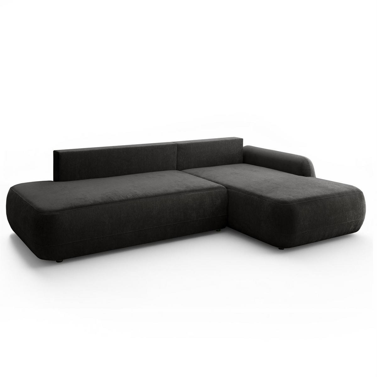 ECKSOFA GOYA mit Schlaffunktion und Bettkasten, Rechte, Perfect Harmony 99 - Anthrazit, Textil (302/184cm) - Lookway