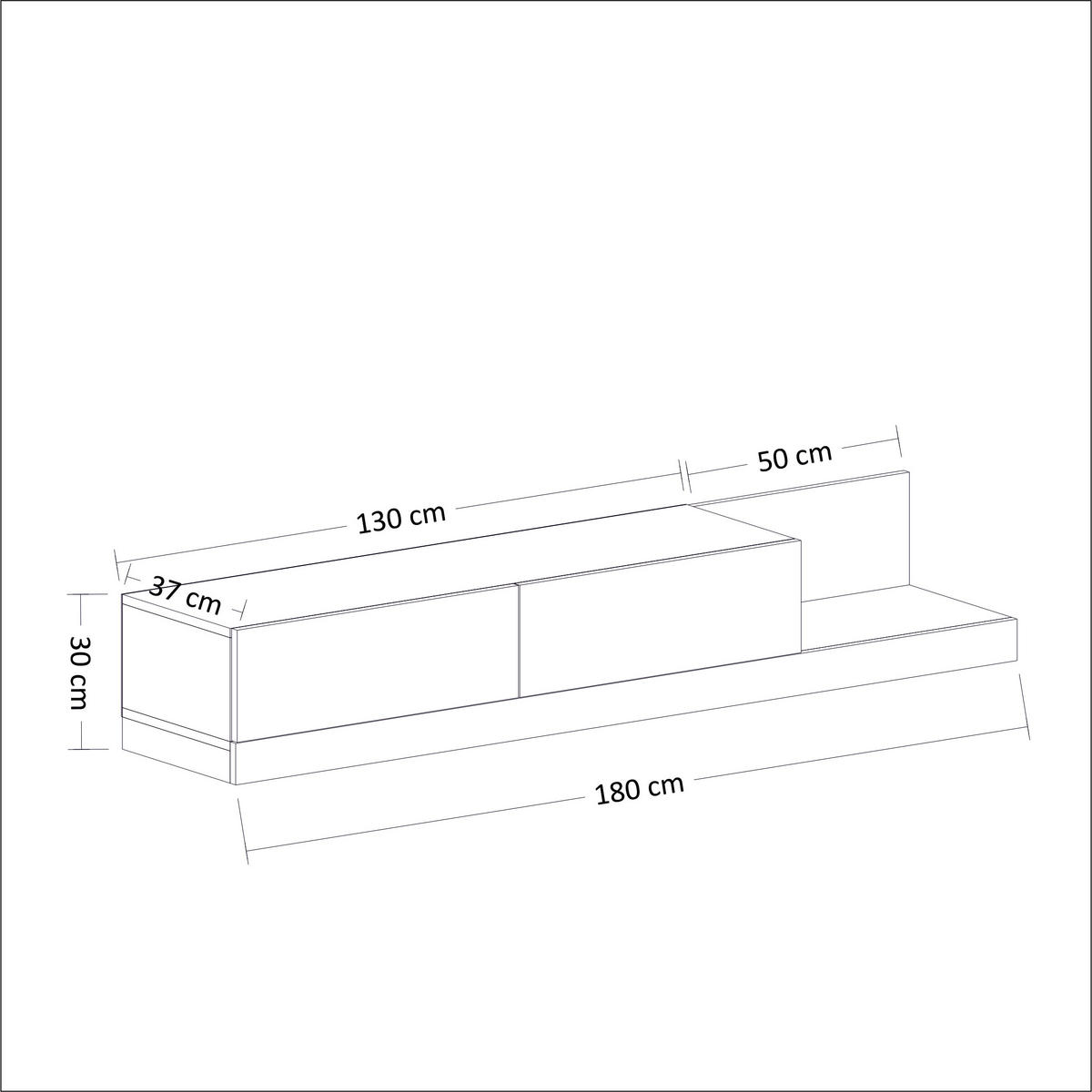 TV-LOWBOARD Majör Weiß Marmoroptik 9031 - Weiß, Holzwerkstoff (180/30/37cm) - moebel17