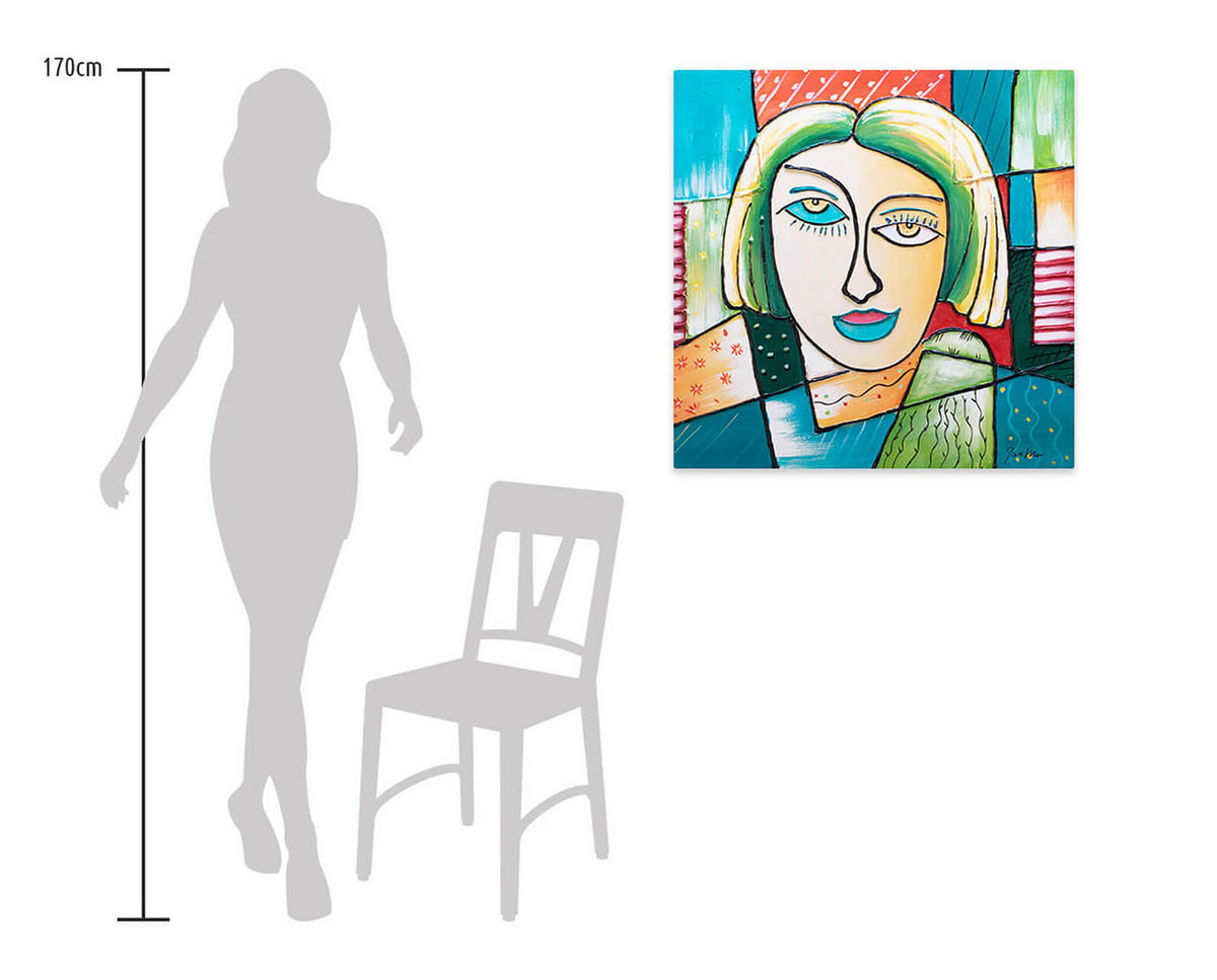 RUČNE MAĽOVANÝ AKRYLOVÝ OBRAZ 80/80 cm, viacfarebný, figurálny motív - viacfarebná, drevo/textil (80/80cm) - KUNSTLOFT