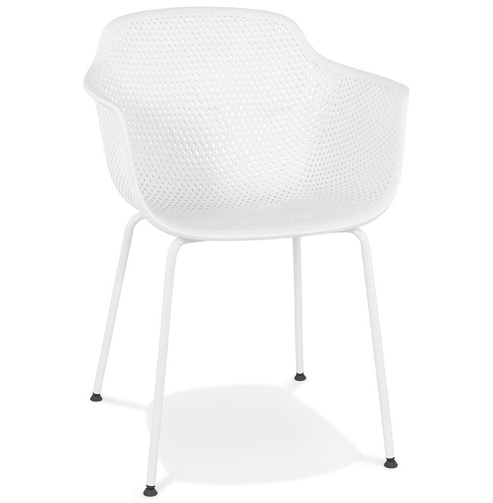 SCHALENSTUHL Polypropylen und Metall mit Perforation Modern, Weiß 59,5x54,5x81 cm - Weiß, Kunststoff/Metall (60/81/55cm) - KADIMA DESIGN