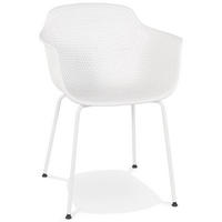 SCHALENSTUHL Polypropylen und Metall mit Perforation Modern, Weiß 59,5x54,5x81 cm - Weiß, Kunststoff/Metall (60/81/55cm) - KADIMA DESIGN