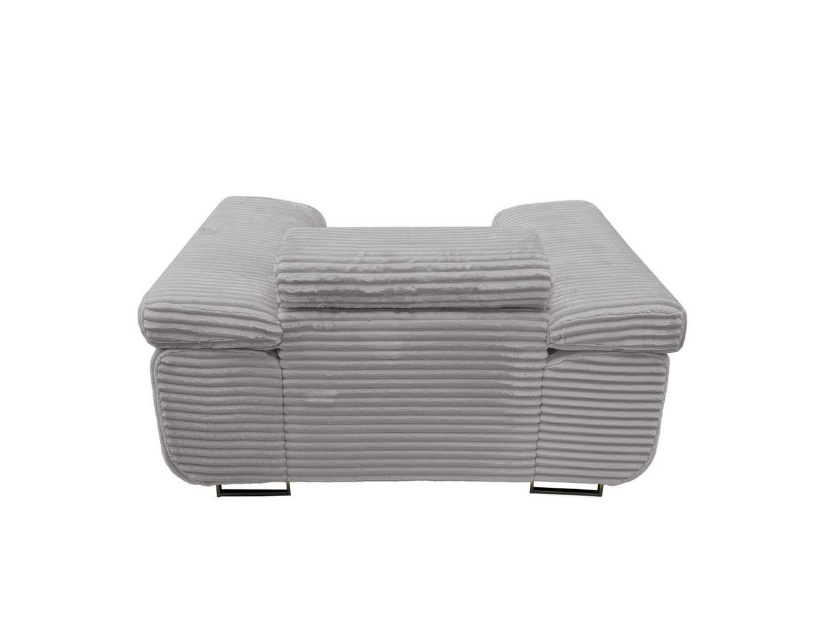 GUSTAW Sitzgarnitur 3+2+1, Schlafsofa 3-Sitzer, Cordbezug Hellgrau - Hellgrau, Textil (225/92/101cm) - KS Home Concept