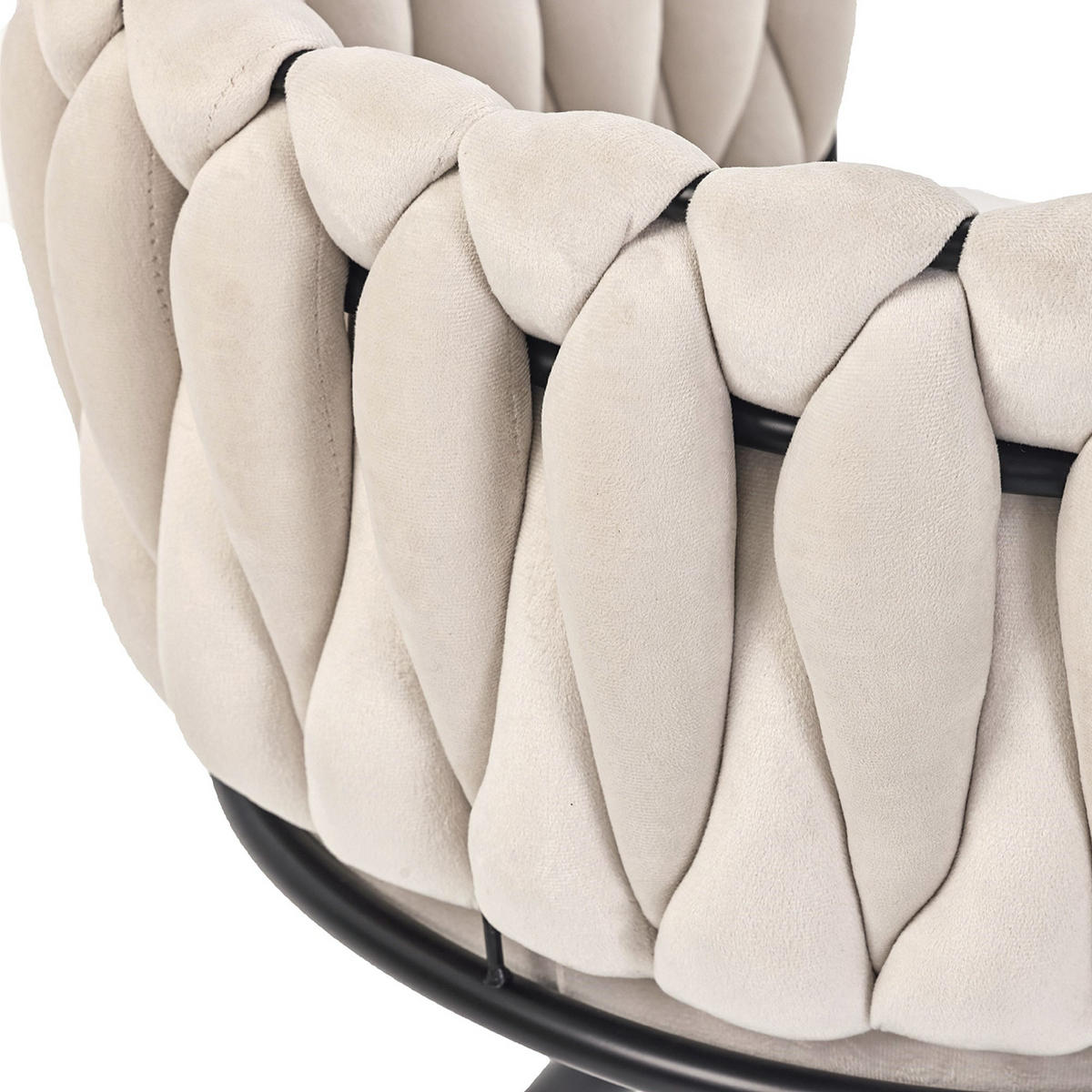 ESSZIMMERSTUHL 4er Samt Drehstuhl Metallbeine Beige Luxus - Beige, Textil (56/71/61cm) - FLIEKS