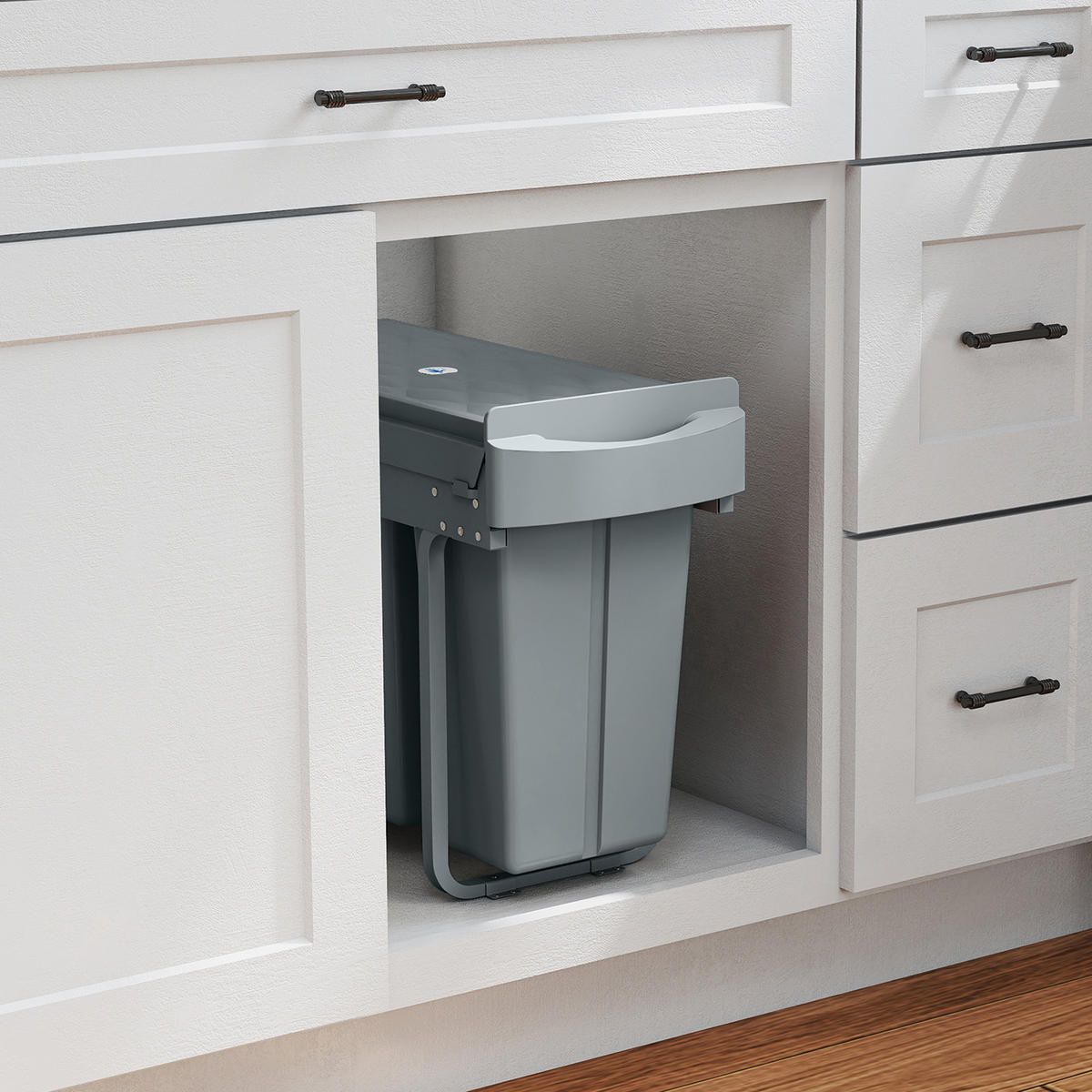 MÜLLTRENNSYSTEM Grau Soft-Close Ausziehbar 30L - Grau, Kunststoff (52/40.8/26cm) - PANGIVO