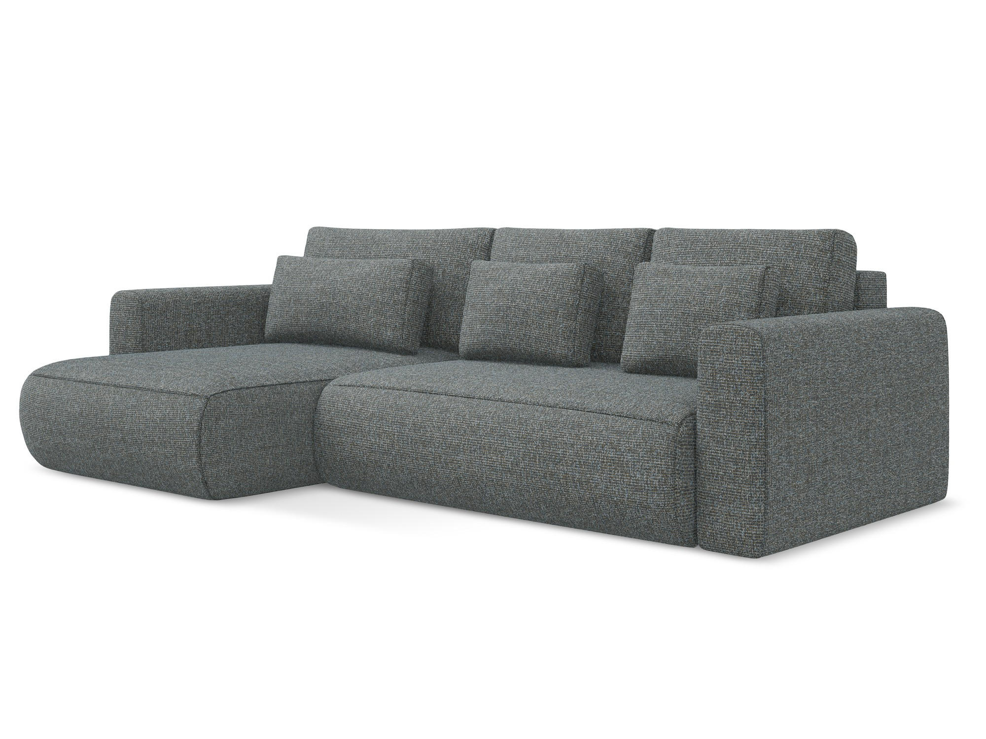 ECKSOFA mit Schlaffunktion Strukturstoff Stoff Grau - Dunkelgrau/Schwarz, Kunststoff/Textil (149/278cm) - Makamii