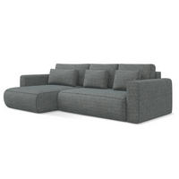 ECKSOFA mit Schlaffunktion Strukturstoff Stoff Grau - Dunkelgrau/Schwarz, Kunststoff/Textil (149/278cm) - Makamii