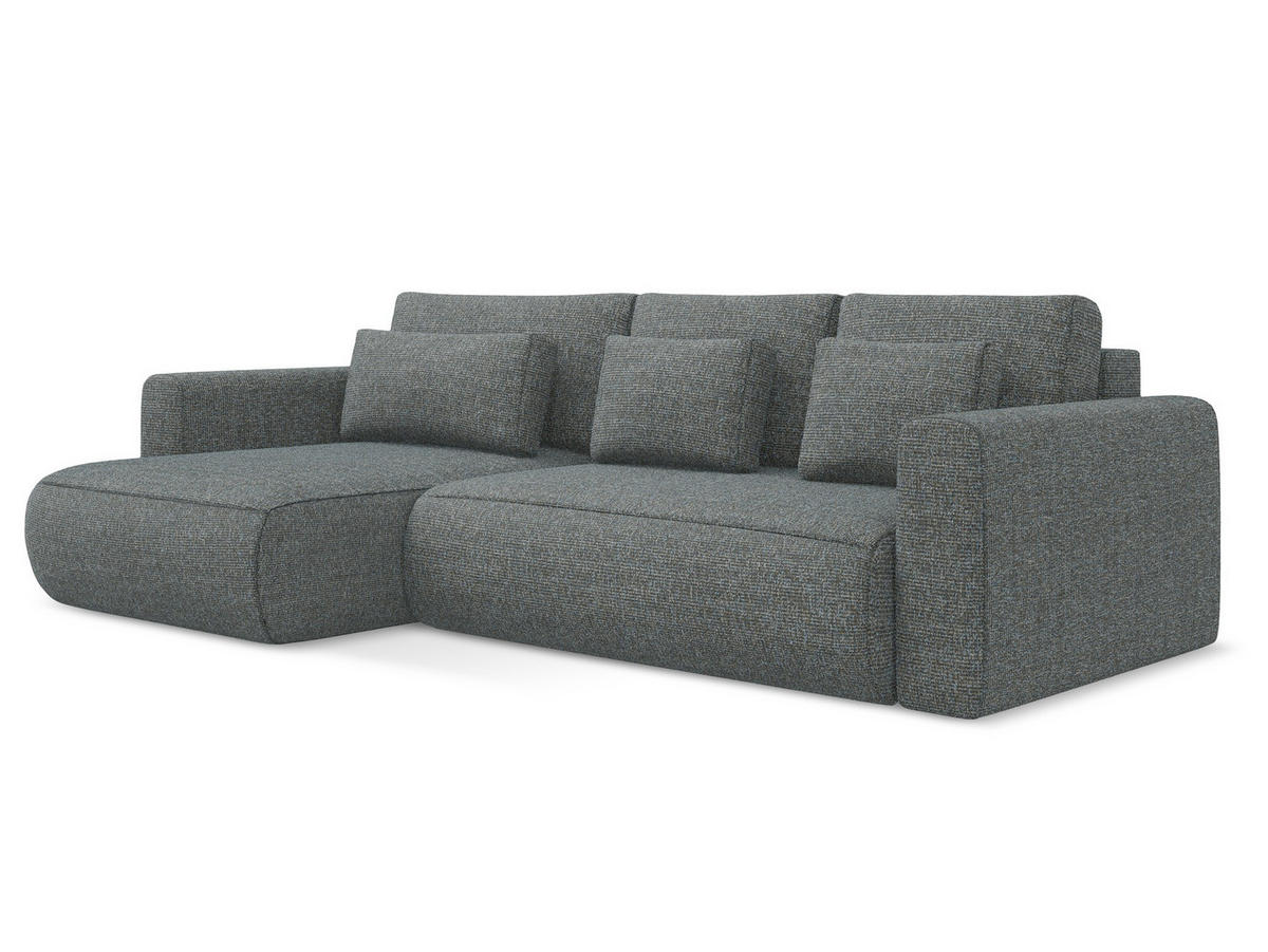 ECKSOFA mit Schlaffunktion Strukturstoff Stoff Grau - Dunkelgrau/Schwarz, Kunststoff/Textil (149/278cm) - Makamii