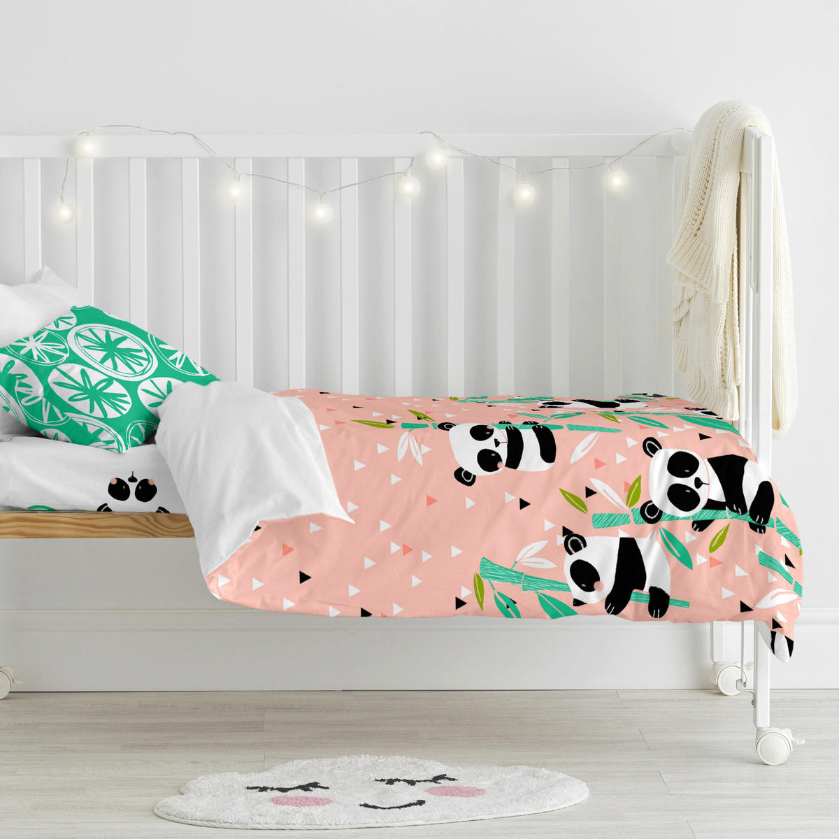 BETTBEZUG 2er-Set teiliges panda garden 100x135 cm (kinderbett) rosa - Pink, Textil (100/135cm) - Happy Friday