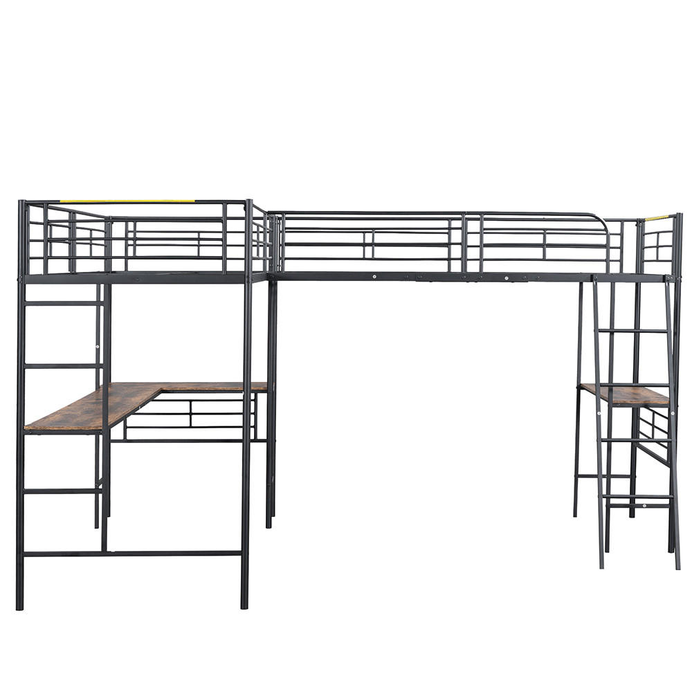 HOCHBETT 90/200 cm in Schwarz mit Doppeltreppe - Schwarz, Metall (90/200cm) - KOMHTOM