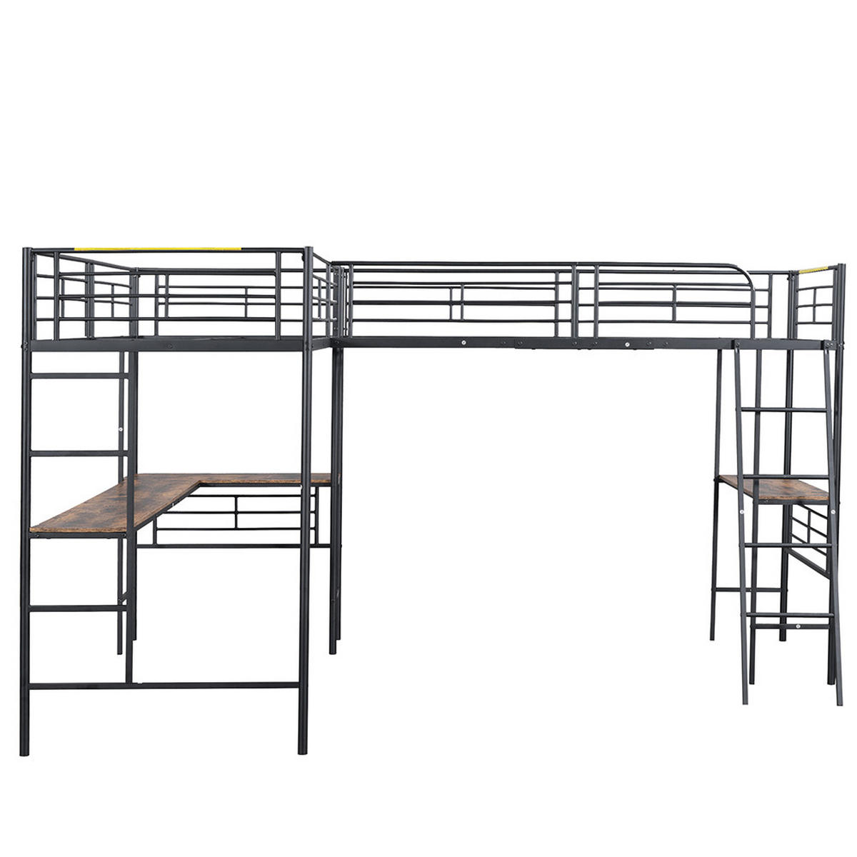 HOCHBETT 90/200 cm in Schwarz mit Doppeltreppe - Schwarz, Metall (90/200cm) - KOMHTOM