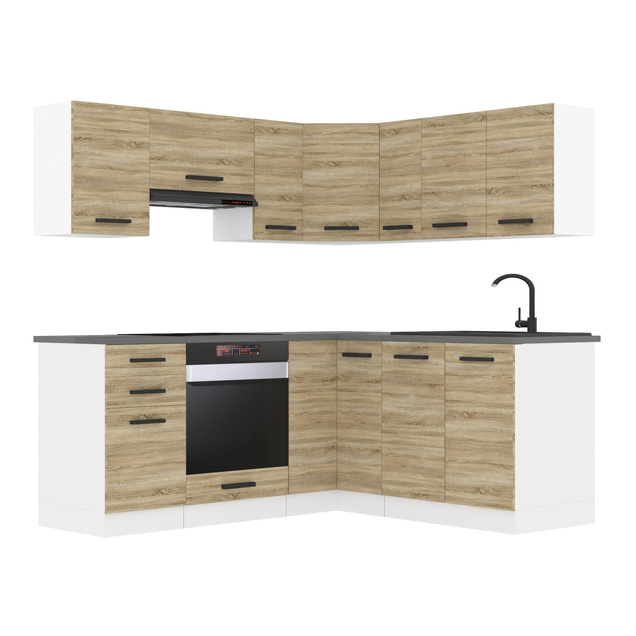 KÜCHE L-Form Sarah KÜCHE, mit Arbeitsplatten, Sonoma-Eiche - Sonoma Eiche, Holz (320/204/60cm) - B BELINI GROUP